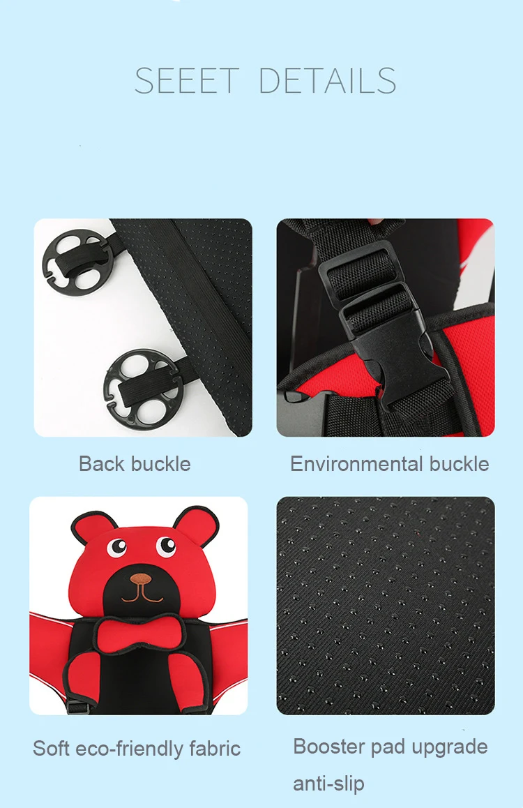 Child Safety Seat Mat for 9 Months To 12 Years Old Breathable Chairs Mats Baby Car Seat Cushion Adjustable Stroller Seat Pad