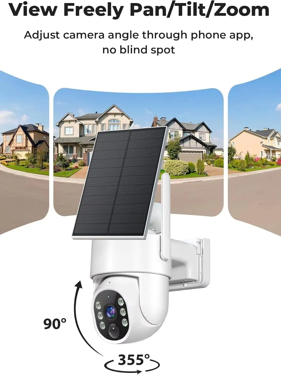 Drahtlose Solar-Überwachungskamera Außen 2K, Dual-Band 5GHz/2.4GHz WiFi, Batteriebetrieben, 360° Schwenk/Neige mit KI-Personenerkennung und Farb-Nachtsicht