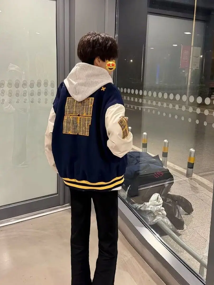 

New 2025 American Retro Letter Embroidery Baseball Jaet Loose Color Blo Outerwear for Men And Women Trendy Casual Coat