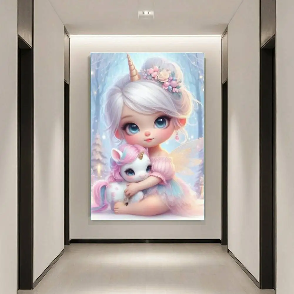 1PC frameless Cute Angel Elf Unicorn Girl Ation Diamond Painting Cross Stitch Kit Mosaic Embroidery Home Decor 5D DIY Gift Hangi