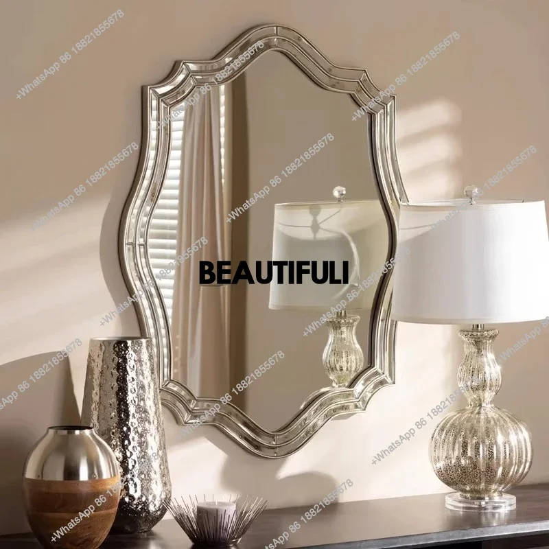 European simple dressing mirror bedroom special-shaped makeup mirror rhombus bathroom mirror wall hanging creative decoration
