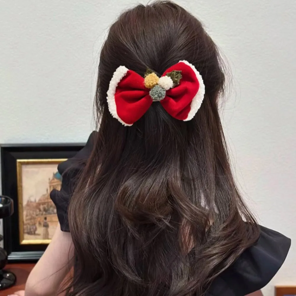 

New Year Hair Accessories for Women Girls Children Barrettes Plush Ball Bow Deer Santa Claus Hairpin Xmas Christmas Hair Hoop