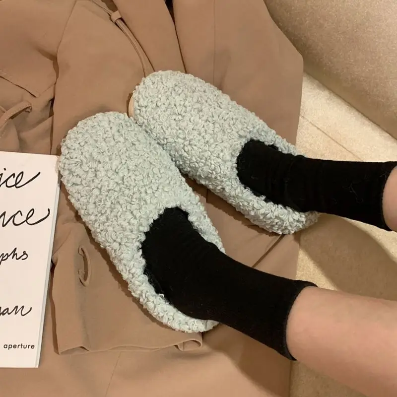 VENTACT 2023 New Cotton Slippers For Women Winter Fur Warm Cover Heels Indoor Home Cute Warm Winter Thick Sole Flip Flops