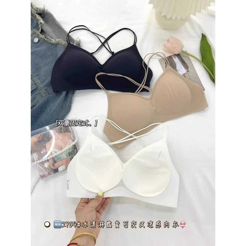 ملابس داخلية عميقة يغرق بأشرطة خلفية متقاطعة للصيف، كوب رفيع غير مرئي، حمالة صدر قابلة للتعديل لدعم الظهر على شكل حرف U، راحة رائعة #4