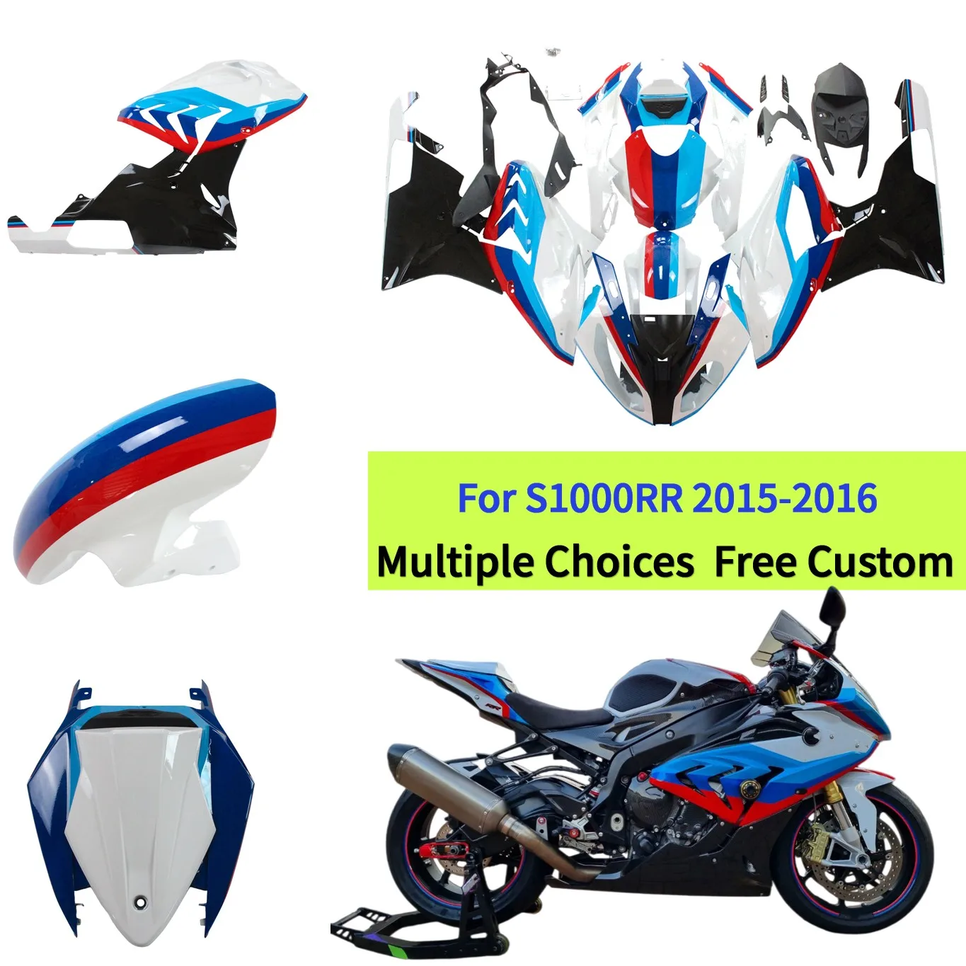 

Fit For 2015-2016 BMW S1000RR Motorcycle Full Fairing Set S1000 RR 15 16 White Blue Body Shell Cover