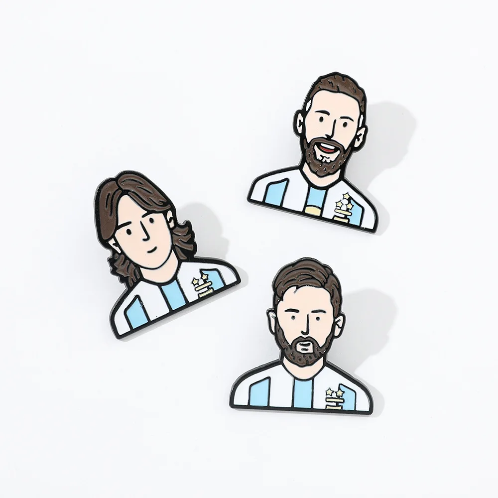 

Cartoon Football Star Argentine Cute Enamel Brooches Lapel Pins Creative Soccer Club Badge Jewelry Gift for Friends Fans