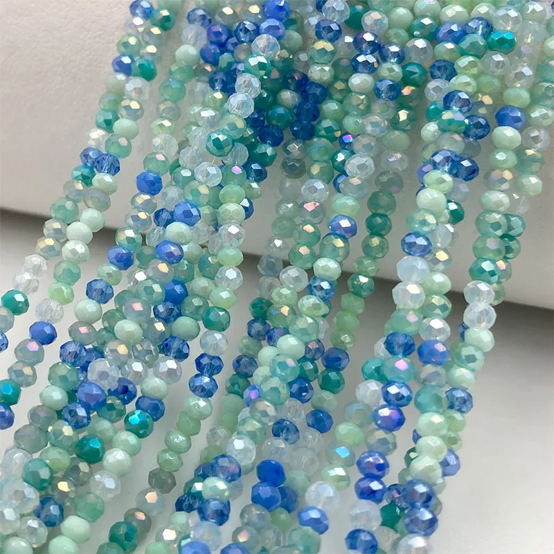 2mm Crystal Beads Mixed Color Faceted Rondelle Glass Beads for Jewerly Making DIY Needlework Bracelets Necklace Accessories