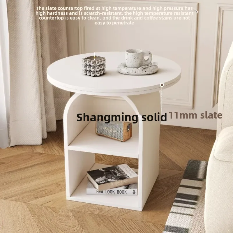 

ZYYcream style living room home sofa edge few wrought iron round glass coffee table