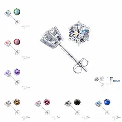 Trendy Round Design Stud Earrings For Lovely Women Girls Real 925 Sterling Silver Jewelry Beautiful Accessories Gifts Item