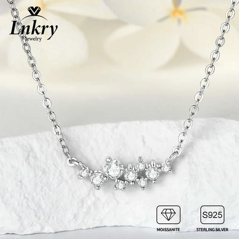 

Lnkry Delicate Moissanite Necklace With Certificate For Women 925 Silver Original Certified Cluster Pendant Necklace Jewelry