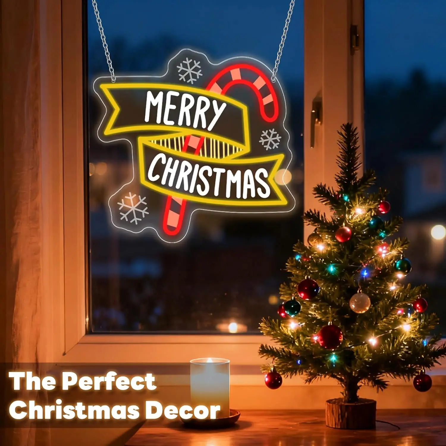 Merry Christmas Neon Sign Candy Cane LED Neon Light Xmas Party Home Bedroom Game Room Bar Home Decor Christmas Gift USB Powered