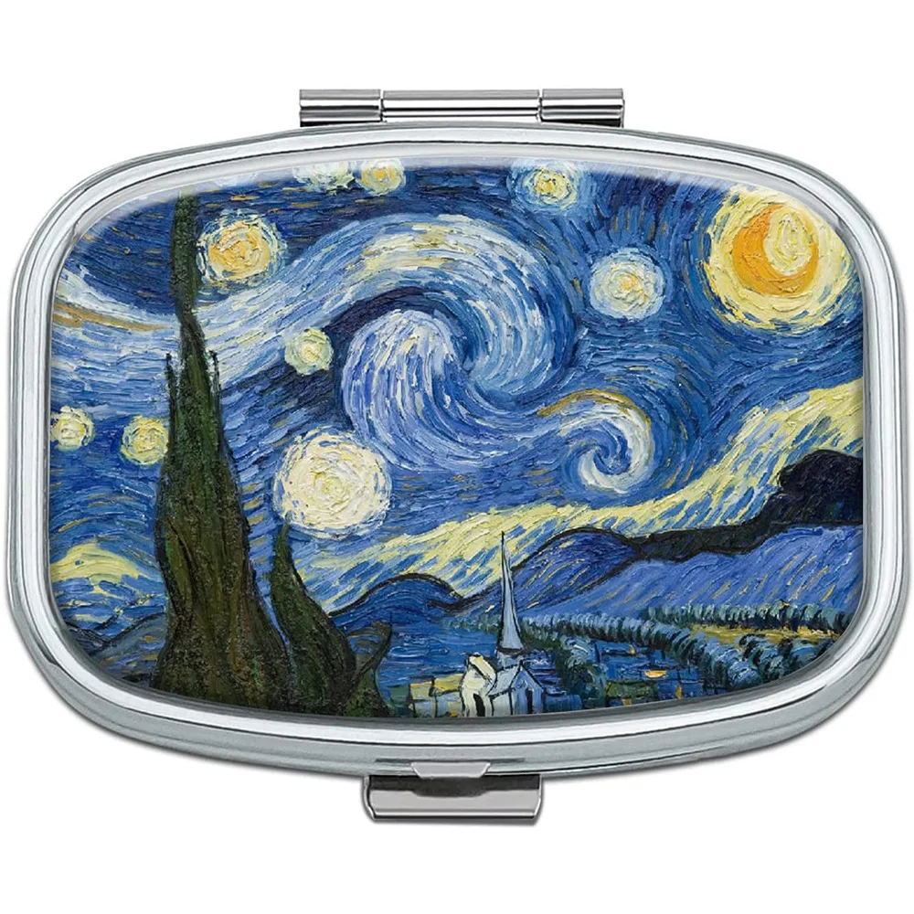 صناديق حبوب منع الحمل 2-مقصورة معدنية مربعة حبوب موزع النفط اللوحة المحمولة صندوق تخزين الأدوية صندوق مجوهرات الحلوى