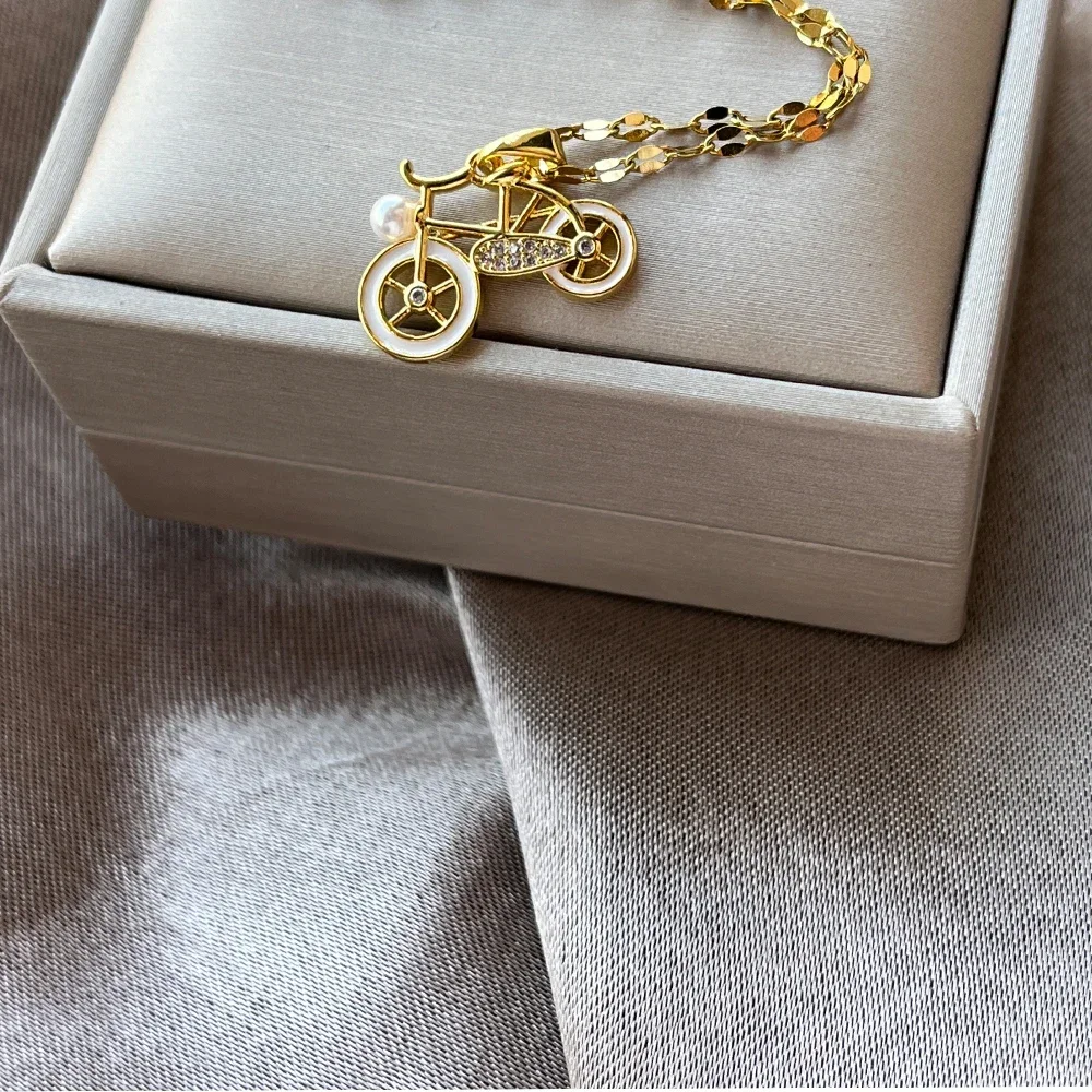 Pedal Bike Bicycle Necklace Women Girls Boys Gold Color Stainless Steel Pendant Trendy Party Jewelry Sports Cyclists Lover Gift