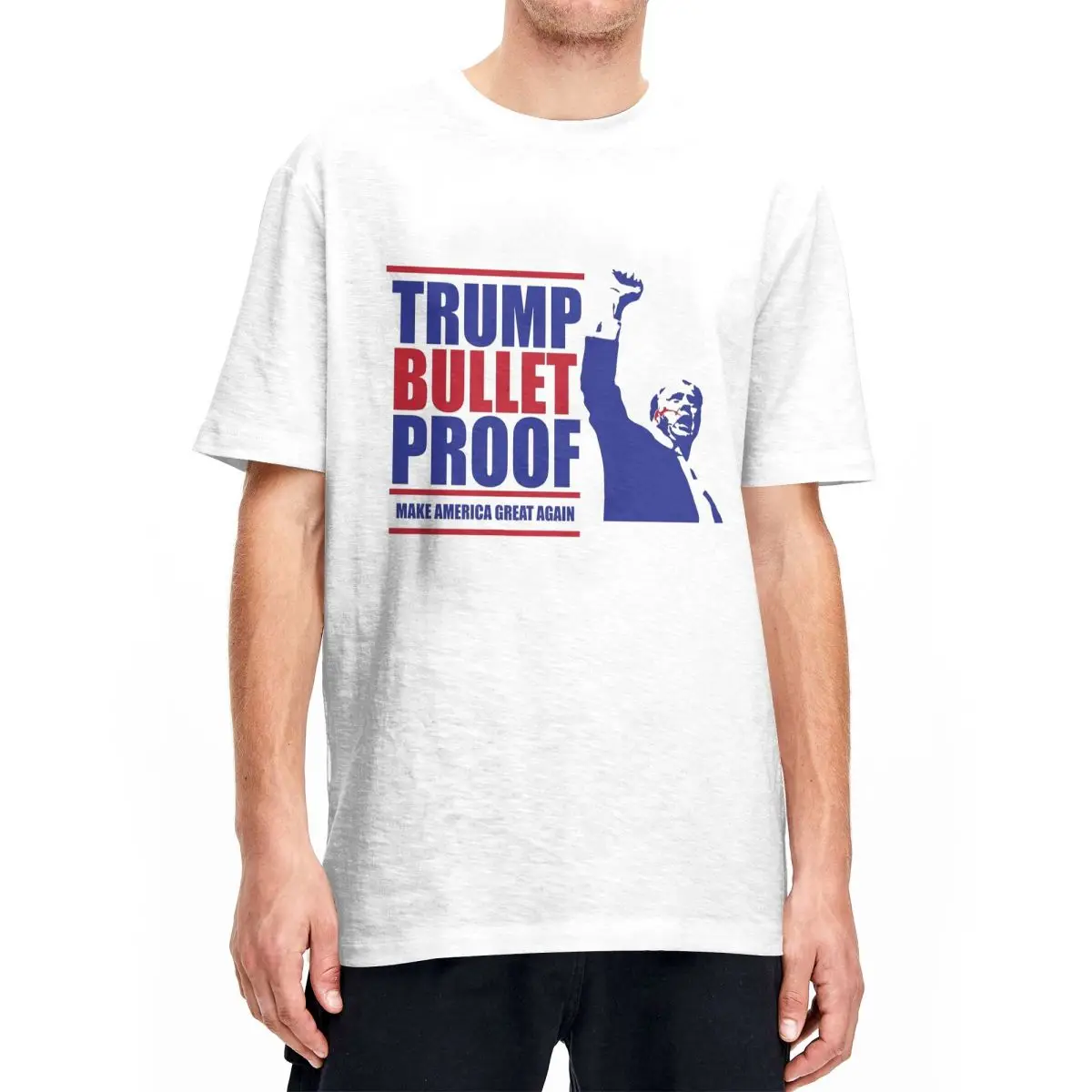 Trump Bullet Proof Trump Shooting 2024 T Shirt for Men Women Pure Cotton Vintage T-Shirts Round Neck Tees Clothing Plus Size