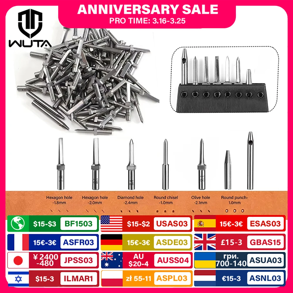 

WUTA Interchangeable Adapter/ Head Accessories for Multifunctional Leather Hole Punch Pricking Iron Stitching Chisel Craft Tools