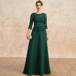 Vestidos sin tirantes para madre De la novia, traje De gasa con encaje, tres cuartos, para fiesta De boda, novedad De verano 2024