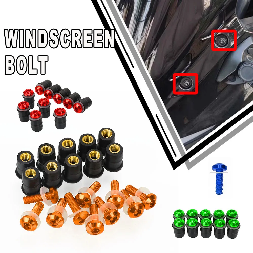 

For Kawasaki Ninja 250 250SL 250R 300 EX300 300R 400 500 500R Windscreen Fairing Cowl Windshield Screws Bolts Kit 5MM Nuts