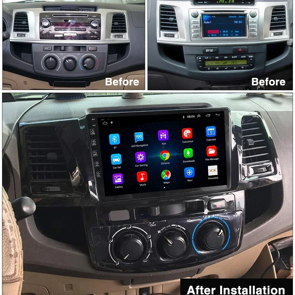 For Toyota Fortuner HILUX Revo Vigo 2007-2015 Multimedia Video Player Android 13 2din Stereo GPS Carplay Car Radio Carplay