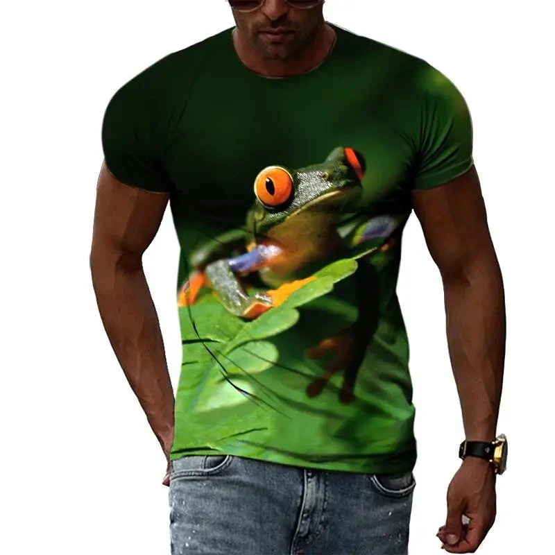 Funny Frog T-Shirts Animal 3D Print Streetwear Men Women Fashion Oversized Short Sleeve T Shirt Male Tees Tops Man Male Clothing