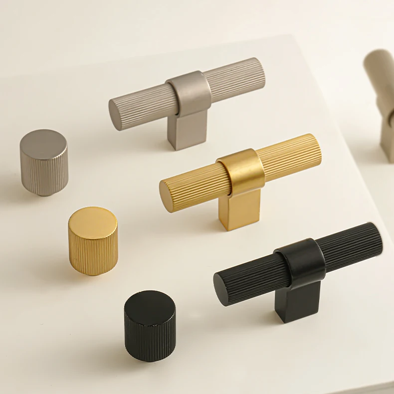 SAILANKA Messing-Möbelgriffe, modern, gestreift, für Schrank, Kleiderschrank, Kommode, Schuhkarton, Schublade, Schrankknöpfe, T-Stange – Detail 4