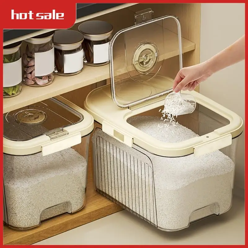 

Rice Container, Rice Storage Box Plastic Food Tip Sealed Proof For Kitchen Durable