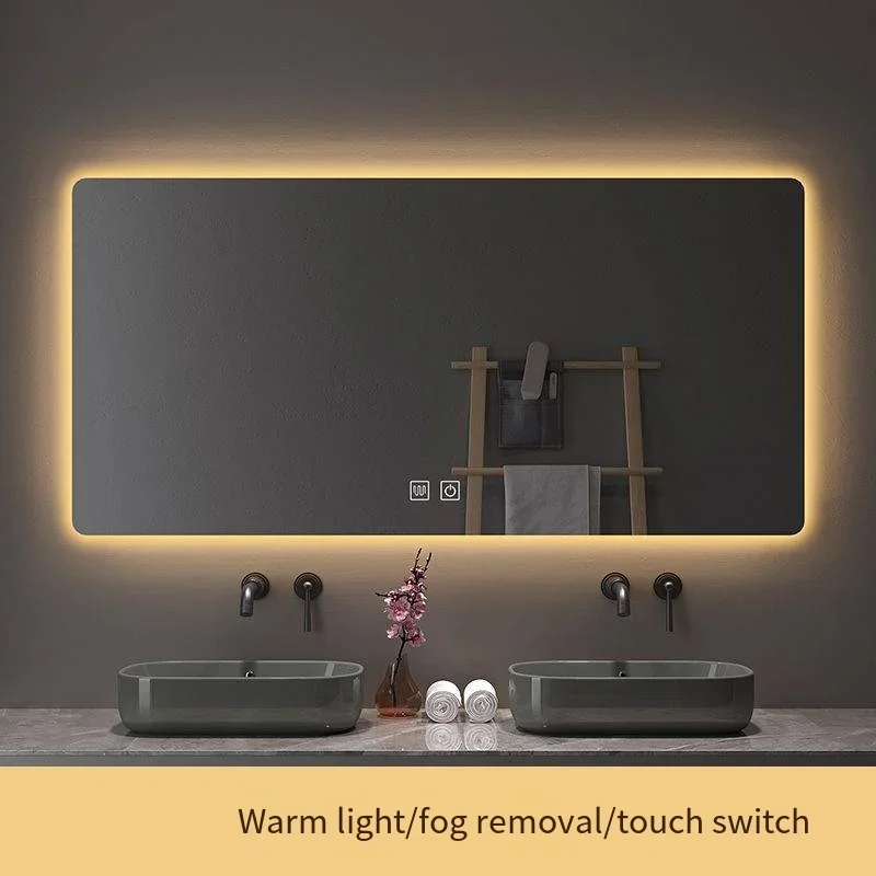 28x35inch LED Bathroom Mirror Anti-Fog Touch Control 3 Colors Dimmable Backlit Smart Wall Mirror IP44 Waterproof 110V-220V