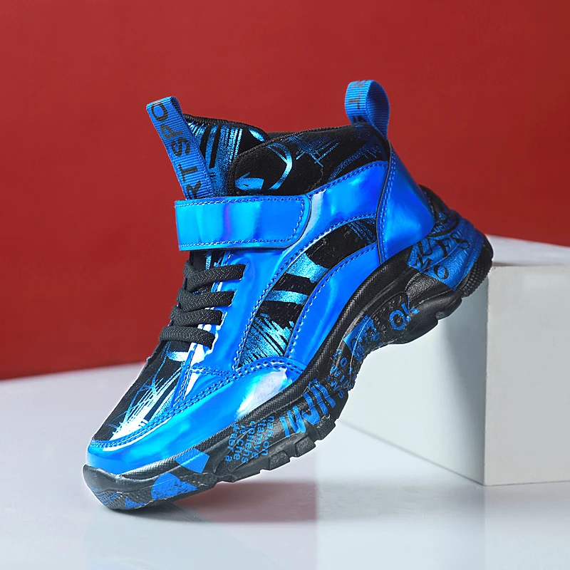 

Осенние синие высокие кроссовки Детские дизайнерские кроссовки Удобные кожаные повседневные кроссовки Нескользящая детская спортивная обувь для мальчиков