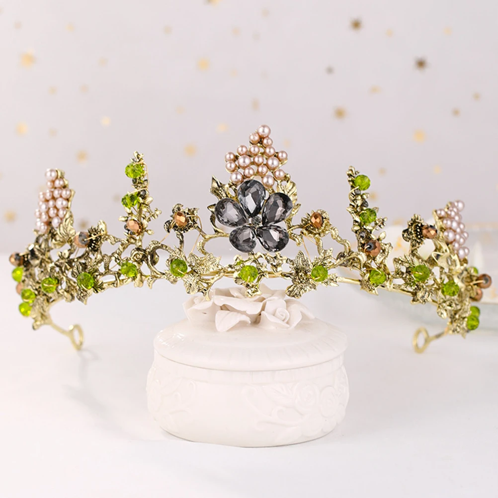 

Elegant Bride Headband Wedding Headdress Crown For Bride Fashion Headwear Green Bridal Hair Accessories Unique Design