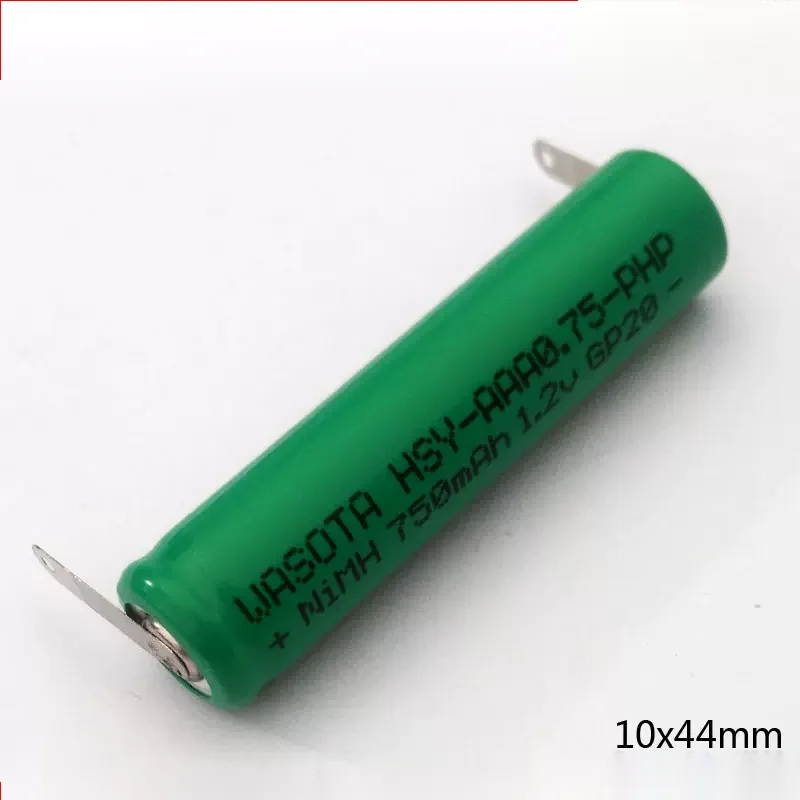 

2pcs/lot WASOTA HSY-AAA0.75-PHP NiMH 750mAh 1.2v with solder pins rechargeable AA battery