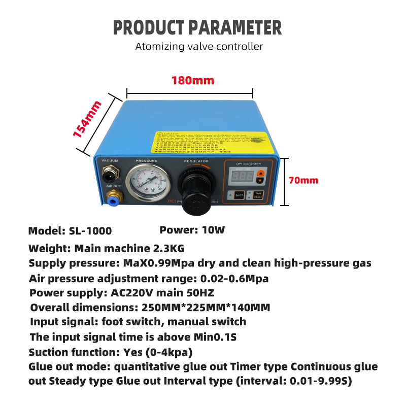 SL-1000 Fully Automatic Precision Glue Dispensing Machine Solenoid Valve Compound Action Glue Valve Dual Hole Digital Display