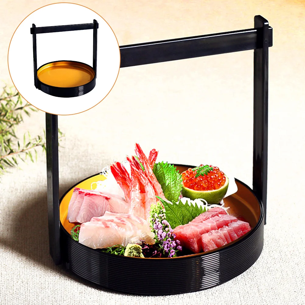 

Tempura Basket Sushi Plate with Dipping Round Tray Japanese Platter Golden Serving
