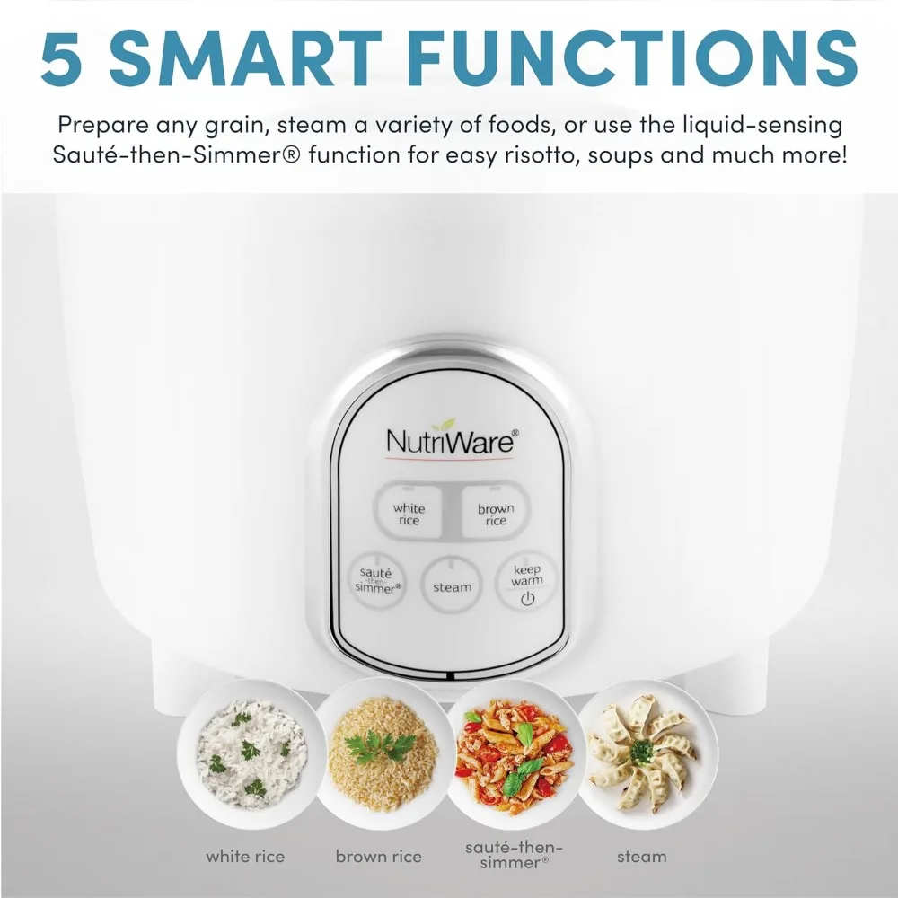 NutriWare 디지털 밥솥 및 식품 스티머, 흰색, 14 컵 조리