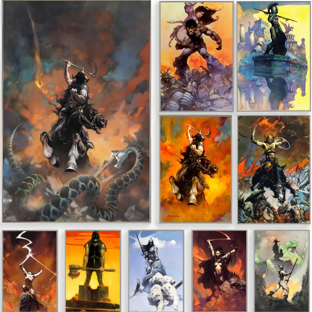 Epic Fantasy F-Frank Frazetta Poster Classic Wall Art  Home Decor  Peel and Stick Unframed