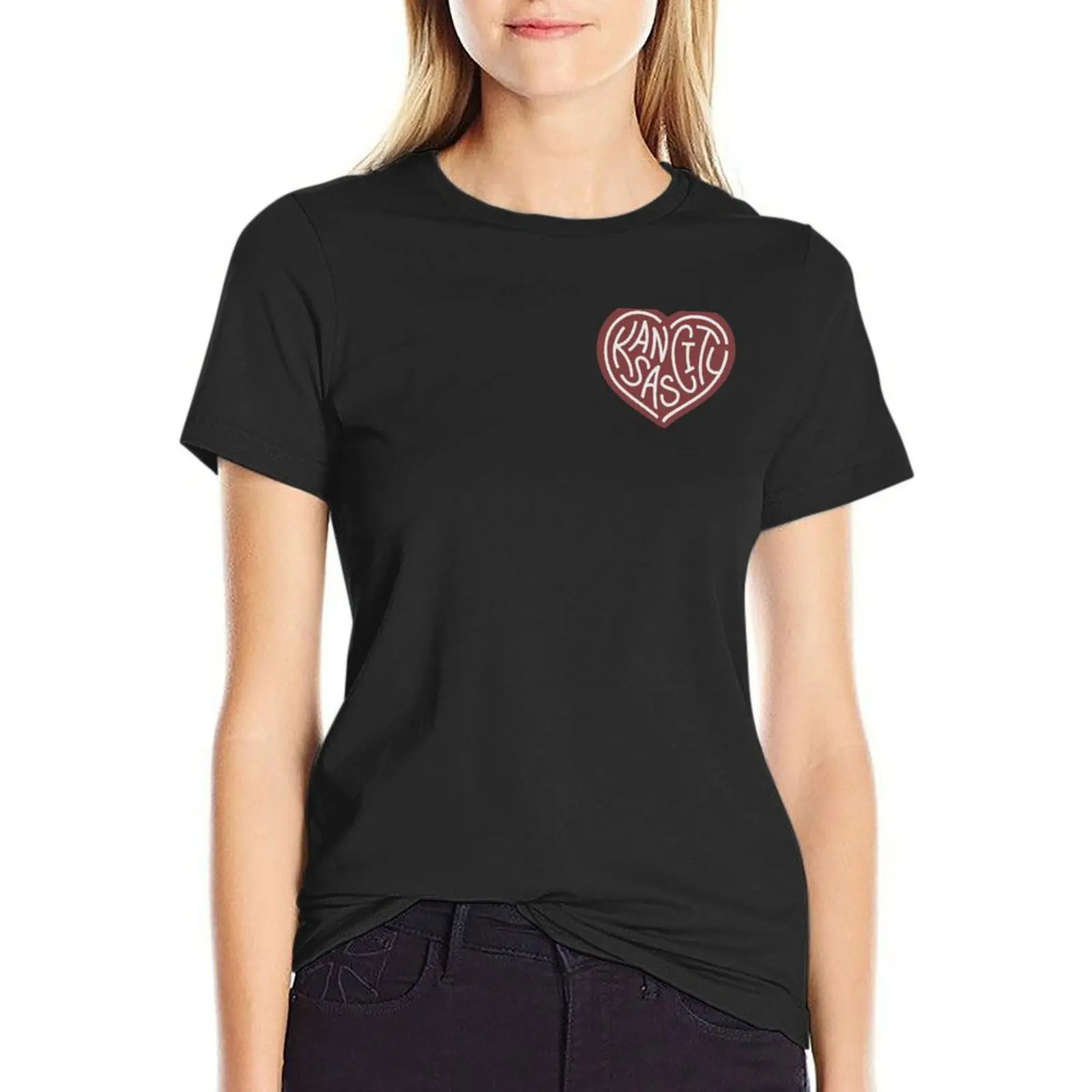 Camiseta LOVE KC (rojo x blanco) para mujer, camisa con estampado de animales para niña, ropa kawaii, camisas de entrenamiento de gran tamaño de moda coreana