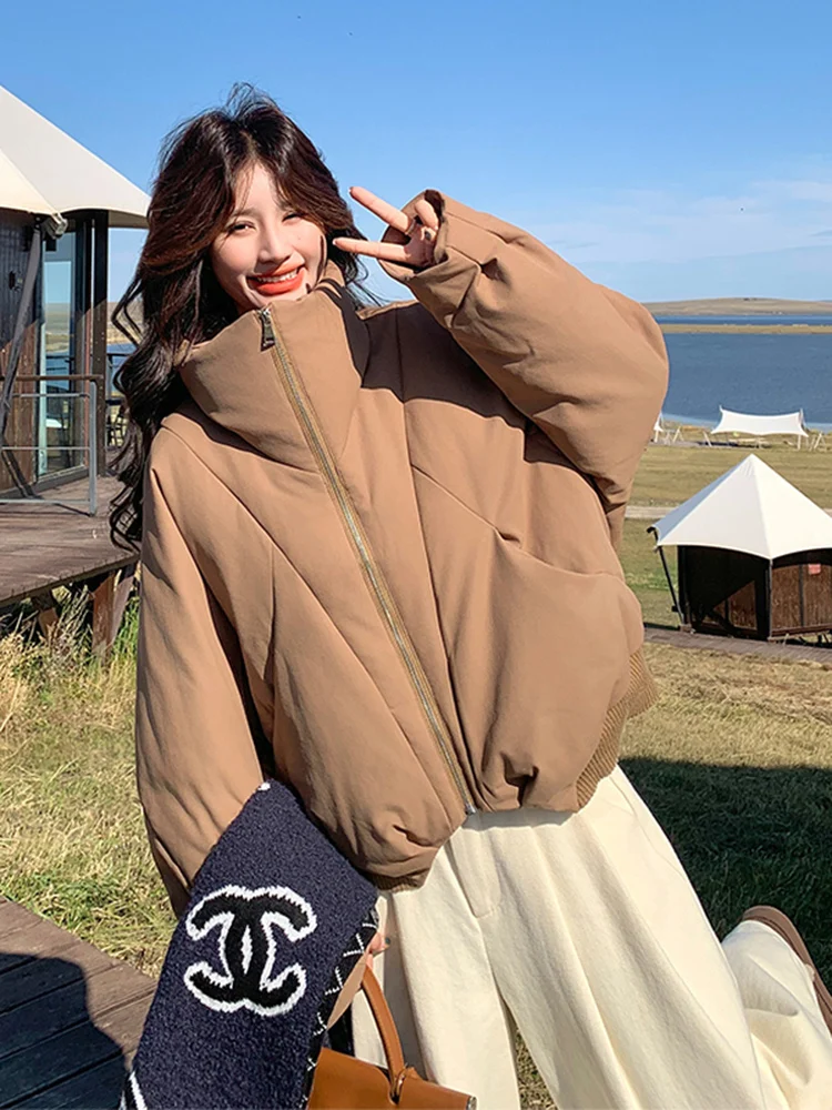 

Slimming Effect White Du down Puffer Jaet ort Thiened Women's Faion Design Winter Outerwear Korean Sle Commute