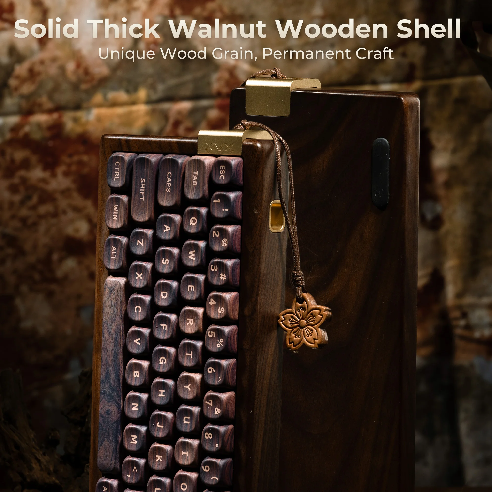 XVX MU68 Tri-Mode Wireless Wooden Mechanical Keyboard Compact Walnut Wooden Custom RGB Keyboard 65% Tray Mount Hot-Swap