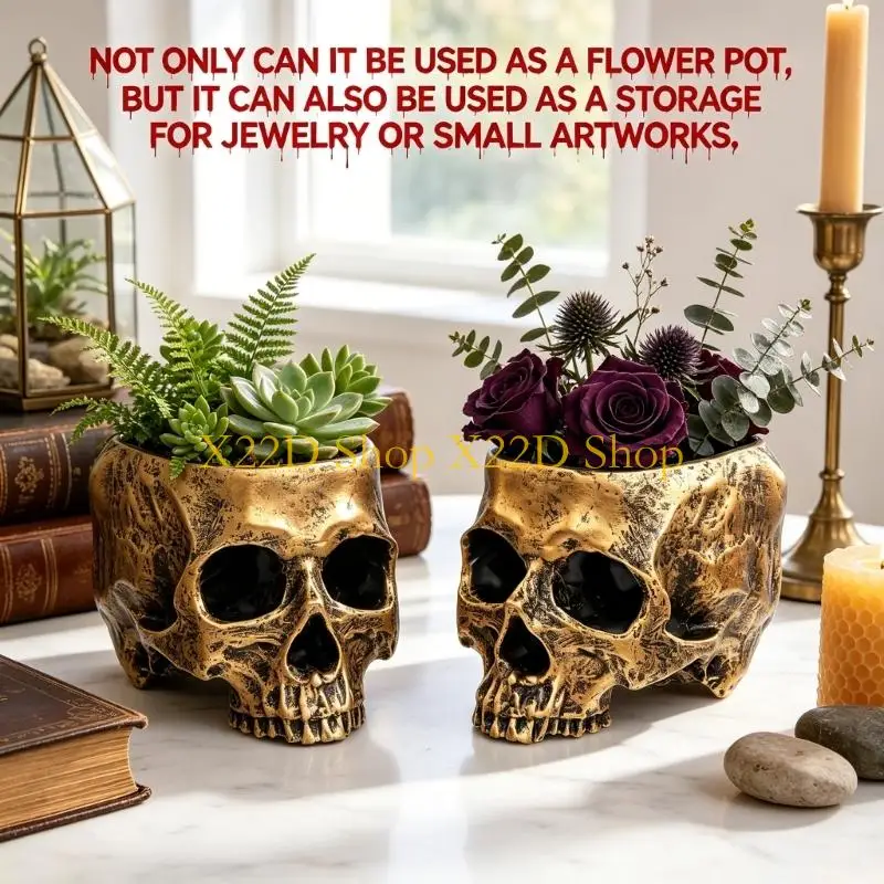 X22D Small Decorative Skull Pot Great For Cultivating dry herbage Or Storing Jewelry And Writing Implements