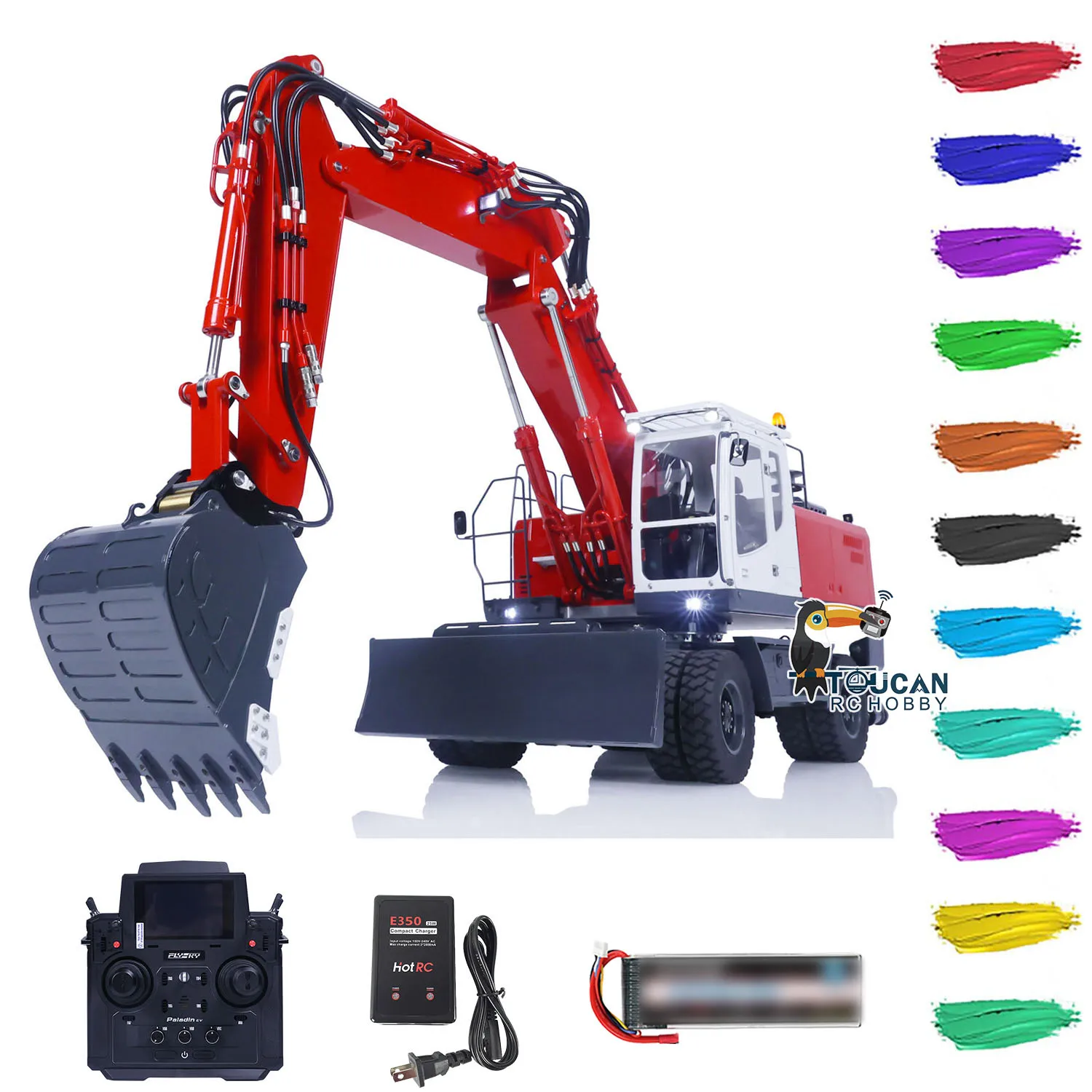 LESU 1/14 3 Arms RC Hydraulic Wheeled Excavator ET30H TOUCAN Painted RTR 7CH Diggers With PL18EV Remote Control THZH1619-SMT9