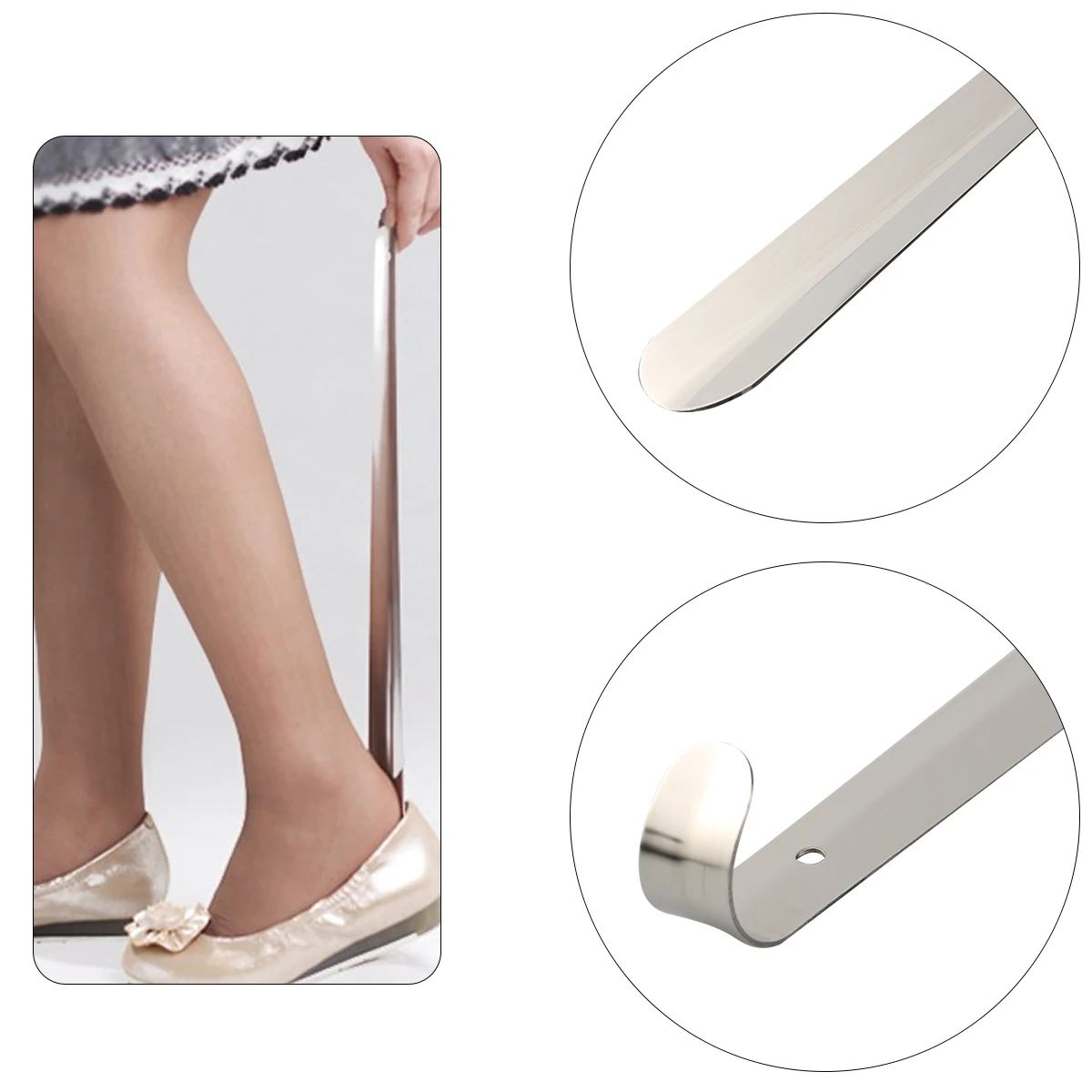 

50cm Long Shoe Horn Durable Stainless Steel Smooth Touch Handheld Shoehorn for Seniors Clothing Aid Tool