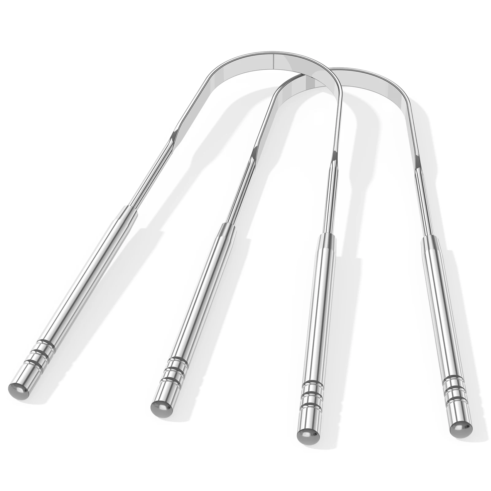 2pcs/1pc Reusable Stainless Steel Useful Tongue Scraper Cleaner Fresh Breath Cleaning Coated Tongue Oral Hygiene Care Tools