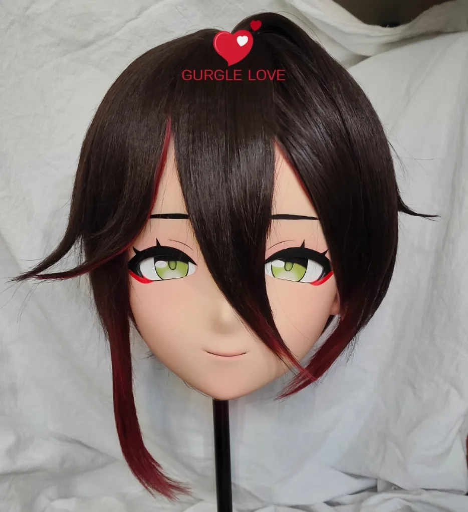 (GLb0344)Customize Character Female Girl Resin Half Head Crossdress Cosplay Japanese Anime Role Kigurumi Mask With Eyes And Wig