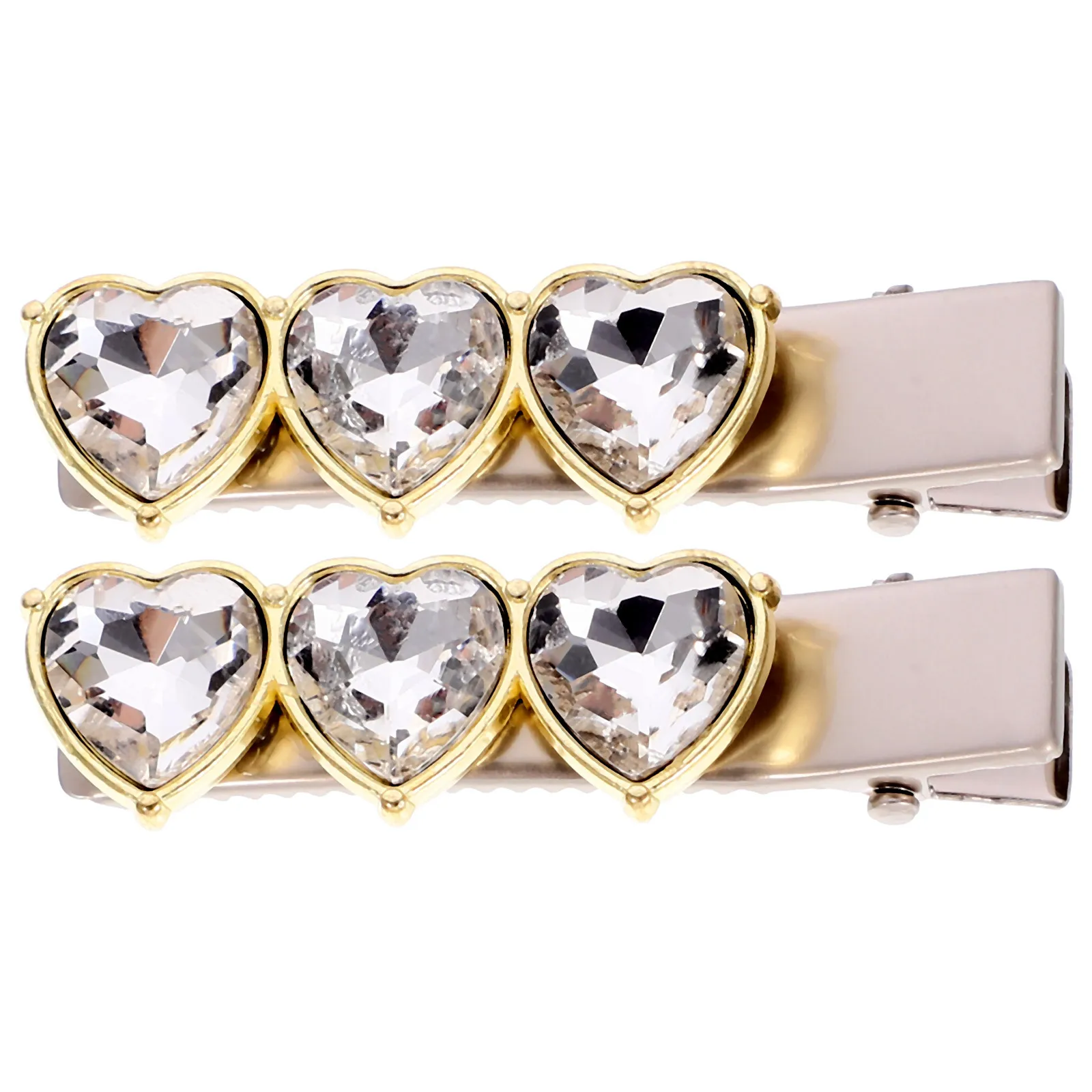 

2Pcs Transparent Heart Hair Clips Elegant Metal Barrettes Hairpin for Women Girls Small Hair Accessories Heart Hairpin