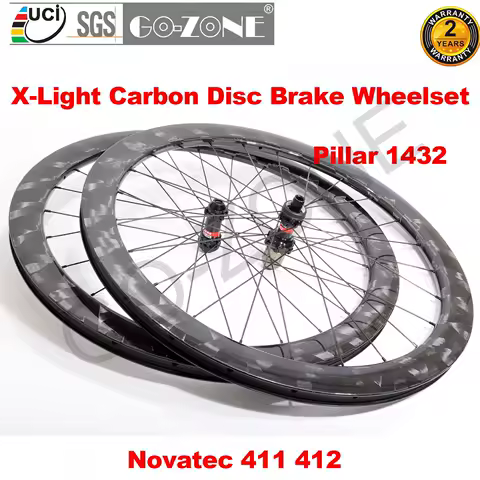 Carbon 700c Wheelset Disc Brake X-Light Clincher Tubeless Tubular 26mm U Shape Novatec 411 412 X-Light Road Disc Brake Wheels