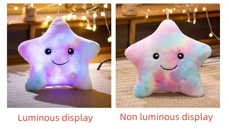 24*22CM Leucht fünfzackigen Stern Plüsch Spielzeug Glowing Star Gefüllte Weiche Puppe Kissen Schöne Halloween Weihnachten geschenke – Detail 6