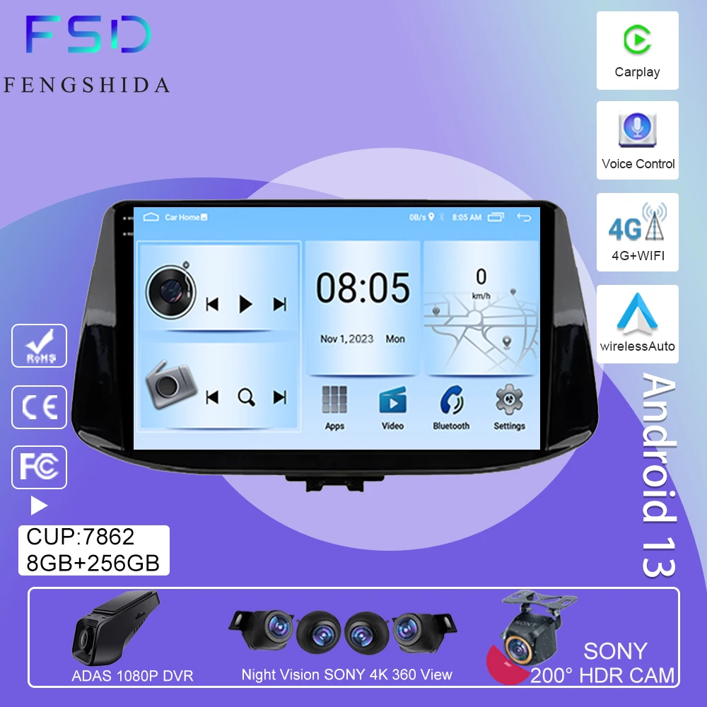 

Android 13 Car Radio For Hyundai I30 2017 - 2019 Navigation GPS Android Auto 5G Screen Wifi Video Bluetooth DSP QLED No 2din DVD