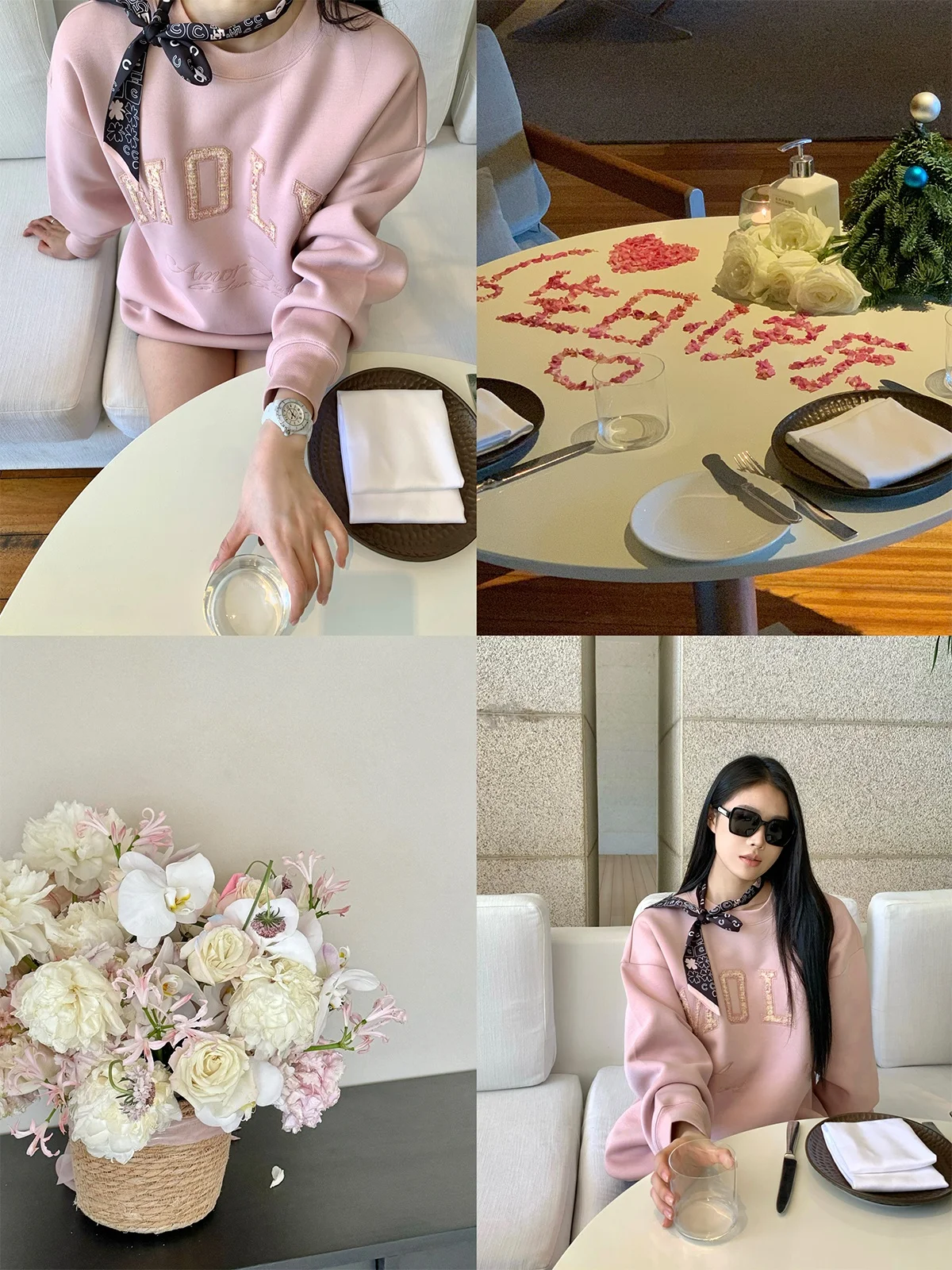 

ZhouMiao MOLY Small Fragrance Airy Fabric Loose Sweatshirt Casual Women's Top Patchwork Design Long Sleeve round Neck Sweatshirt