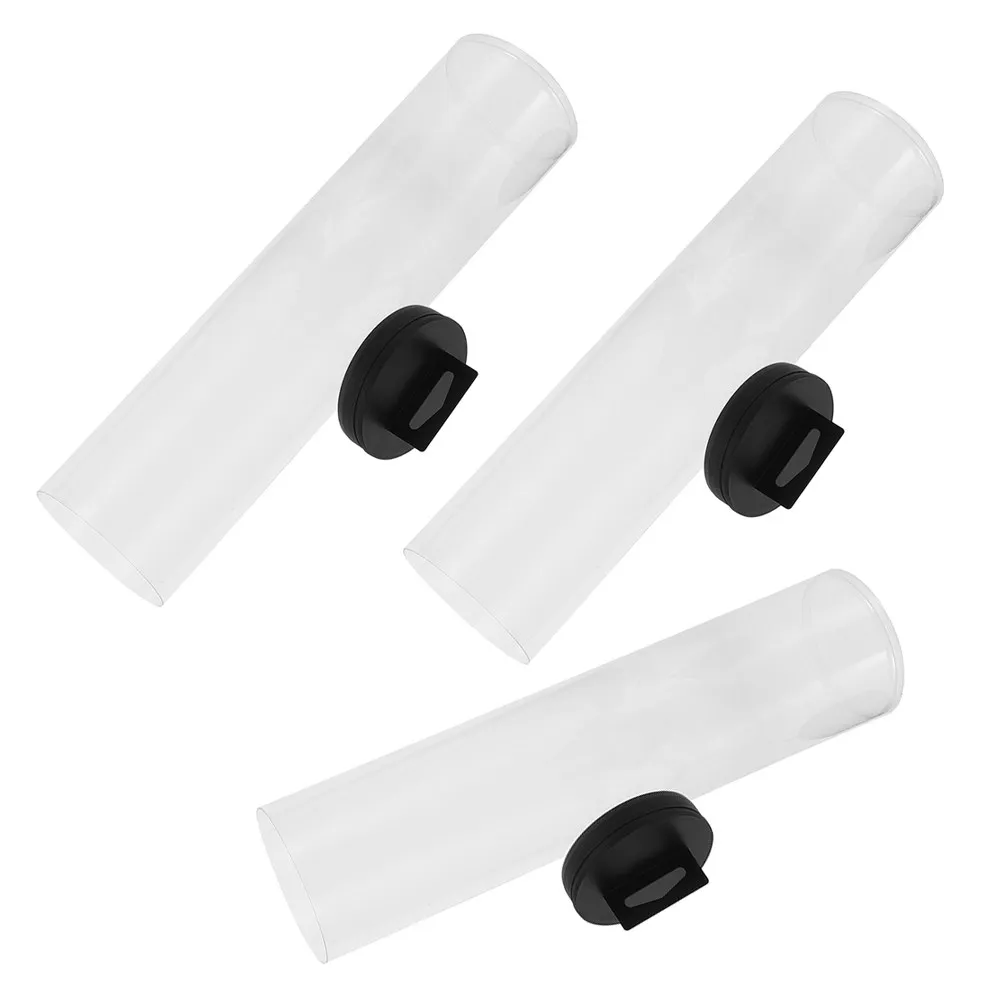 

Набор из 3 прозрачных цилиндрических контейнеров для теннисных мячей из ПВХ с черными крышками, портативные емкости для хранения и тренировок