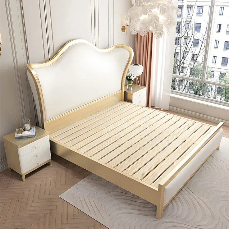 American Wood Girls Double Bed Storage Luxury Elegant King Size Bed Frame Princess Loft Cama De Casal Bedroom Furniture