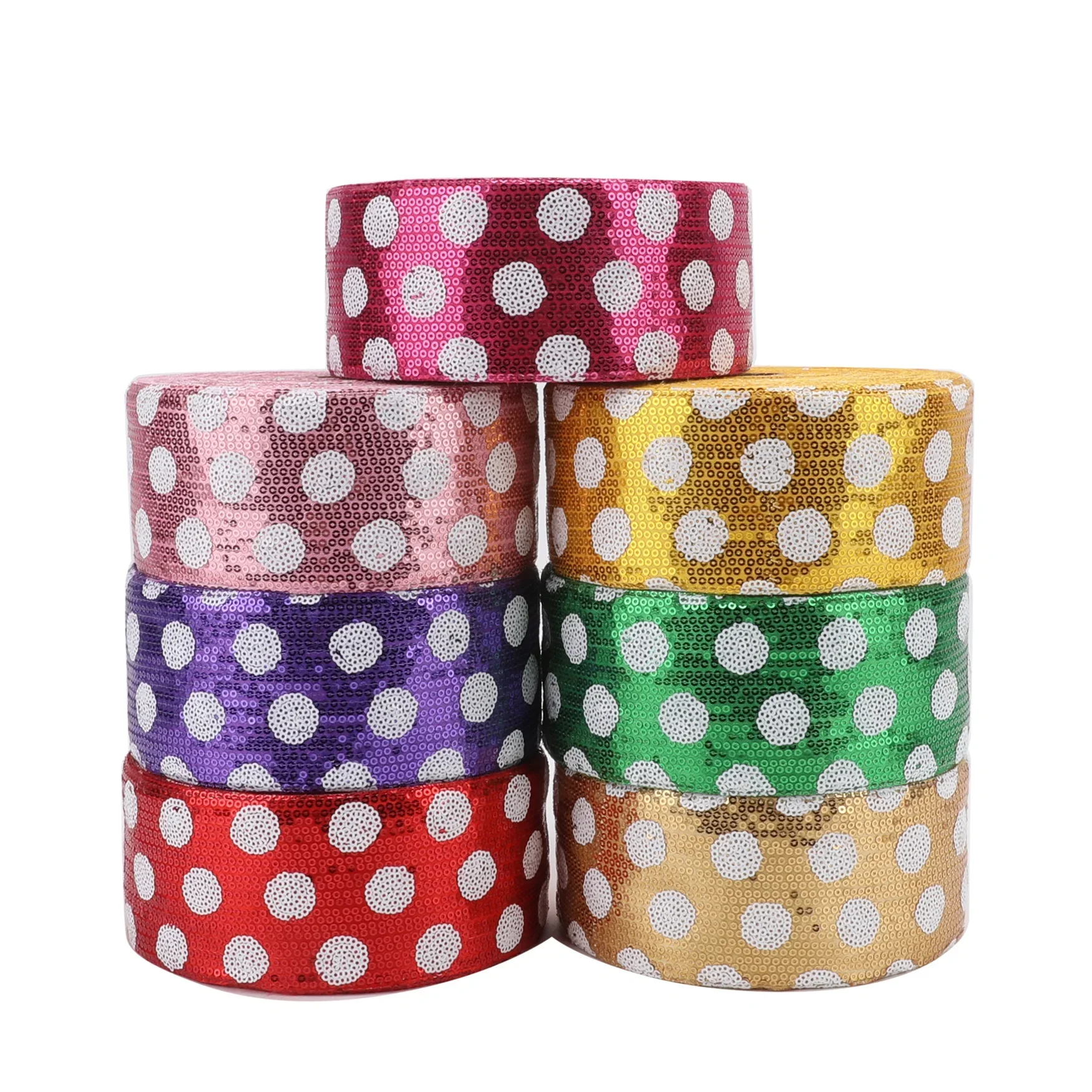 

Listones 3 inch 75mm Big Dot series Sequin Ribbon Cinta 25Yards/Roll