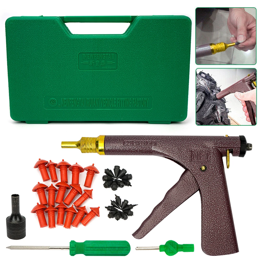 Auto Bike Tubeless Tire Repair Puncture Plug Garage motorcycle Vacuum Tire Repair Gun Car Tire Block Air Leaking kit